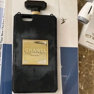 CHANEL Black and Gold Perfume Bottle Phone Case